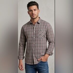 ONE90ONE Men's Plaid Shirt - Black, Beige and Red
